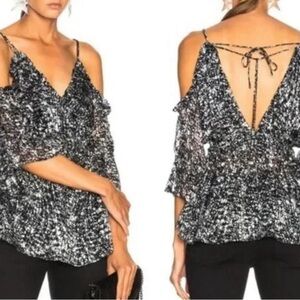 IRO Eldan Black & White Shoulder top